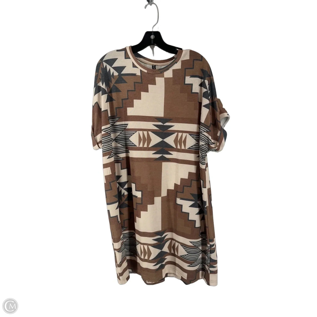 Dress Casual Short By Clothes Mentor In Brown & Cream, Size: L