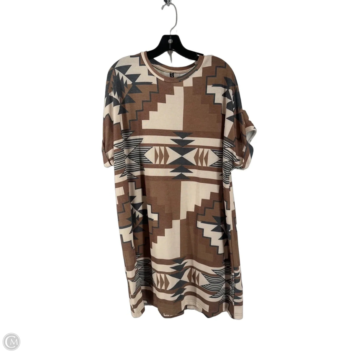Dress Casual Short By Clothes Mentor In Brown & Cream, Size: L