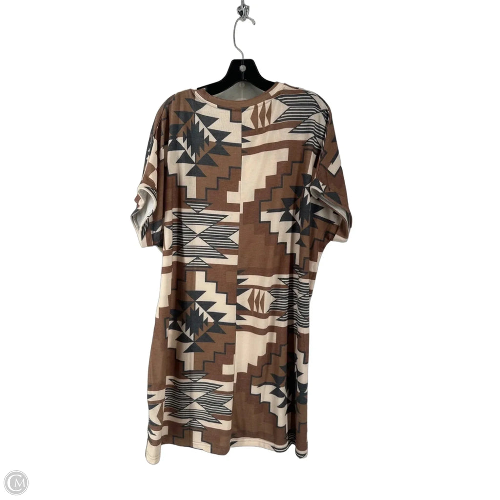Dress Casual Short By Clothes Mentor In Brown & Cream, Size: L