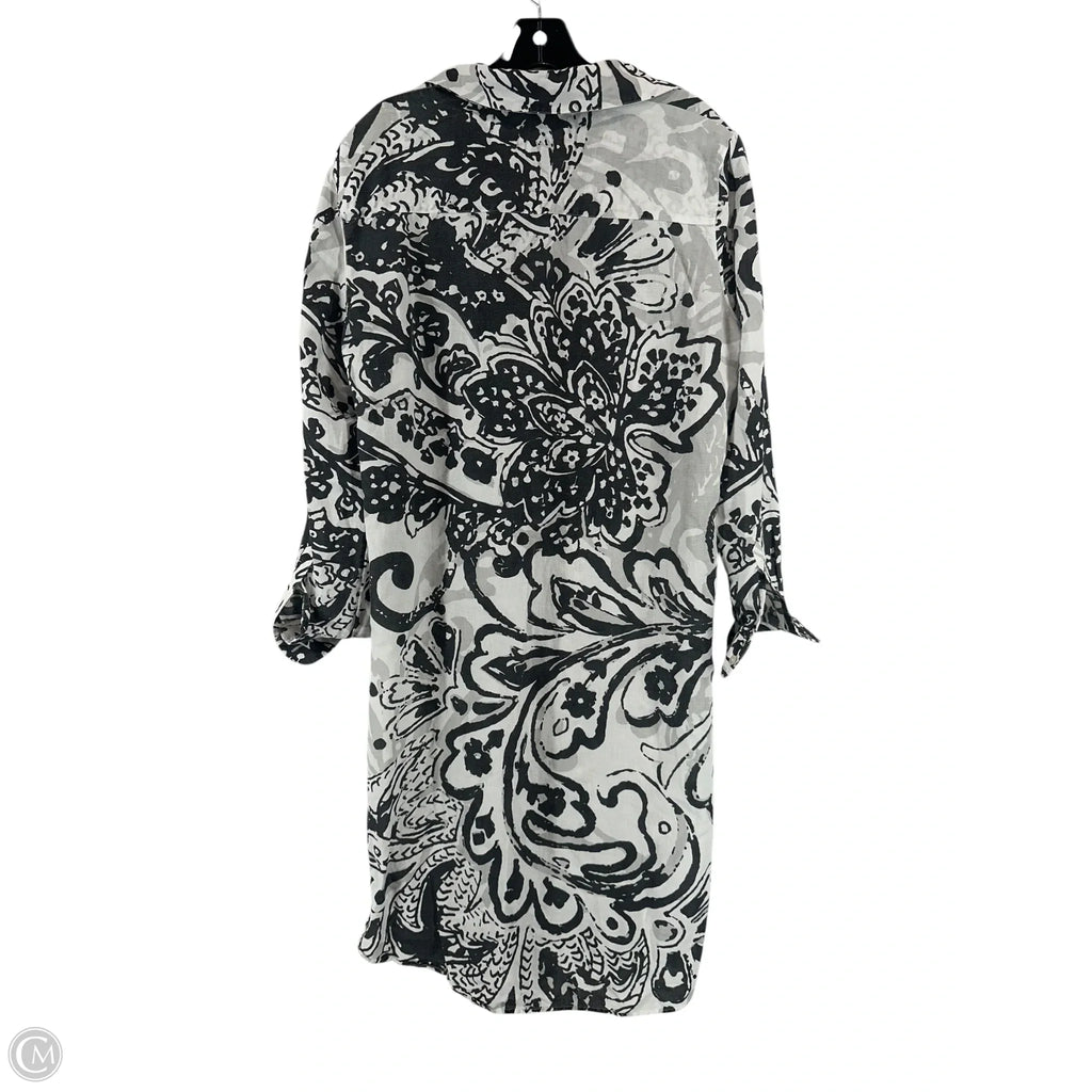 Dress Casual Midi By Chicos In Grey & White, Size: 2