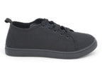Women`s Black Lace Up Canvas Sneaker