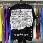 Godspeed T-shirts Newspaper Skull Printing Cotton Casual Short Sleeves Men and Women
