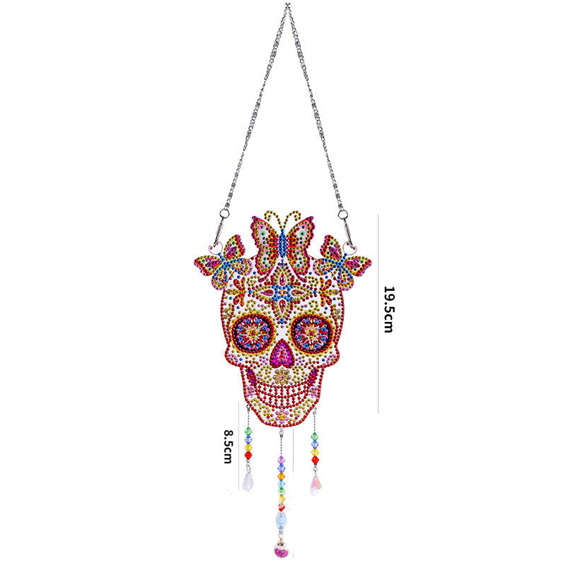 Craspire DIY Resin Sun Catcher Pendant Decoration Diamond Painting Kit, for Home Decorations, Skull, Halloween Theme, Mixed Color, 195mm, 2Set/Pack