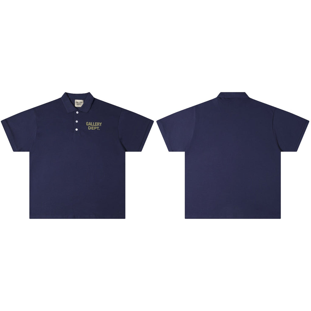Gallery Dept T-Shirt Alphabet Slogan Lapel Short Sleeve Polo Shirt