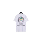 Chrome Heart T Shirts Crowe Scroll Heart Color Cross Print Crew Neck Short Sleeve