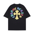 Chrome Heart T Shirts Cross Print Short Sleeve T-Shirt Loose