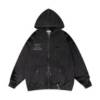 Gallery Dept Hoodie Embroidery Letter Splash Ink Wash Hooded Sweater Cardigan Jacket