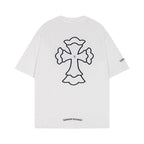 Chrome Heart T Shirts Cross Print Short Sleeve T-Shirt Loose