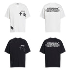 Chrome Heart T Shirts Cross Color Leather Printed Short Sleeve T-Shirt Loose