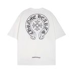 Chrome Heart T Shirts Horseshoe Cross Print Short Sleeve T-Shirt