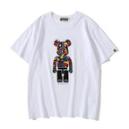 Bape Bearbrick T-Shirt Spring And Summer Leisure Loose Classic Cartoon Print