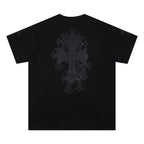 Chrome Heart T Shirts Croix Cross Color Embroidery Printed Short Sleeve T-Shirt Loose