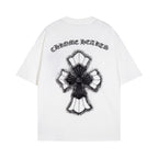 Chrome Heart T Shirts Croix Cross Leather Printed Short Sleeve T-Shirt