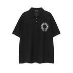 Chrome Heart T Shirts Sanskrit horseshoe print polo shirt short sleeve