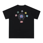 Chrome Heart T Shirts Cross Leather Print Short Sleeve T-Shirt Loose