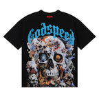 Godspeed T-shirts Skull Rose Printed Cotton Casual Short Sleeve Men and Women