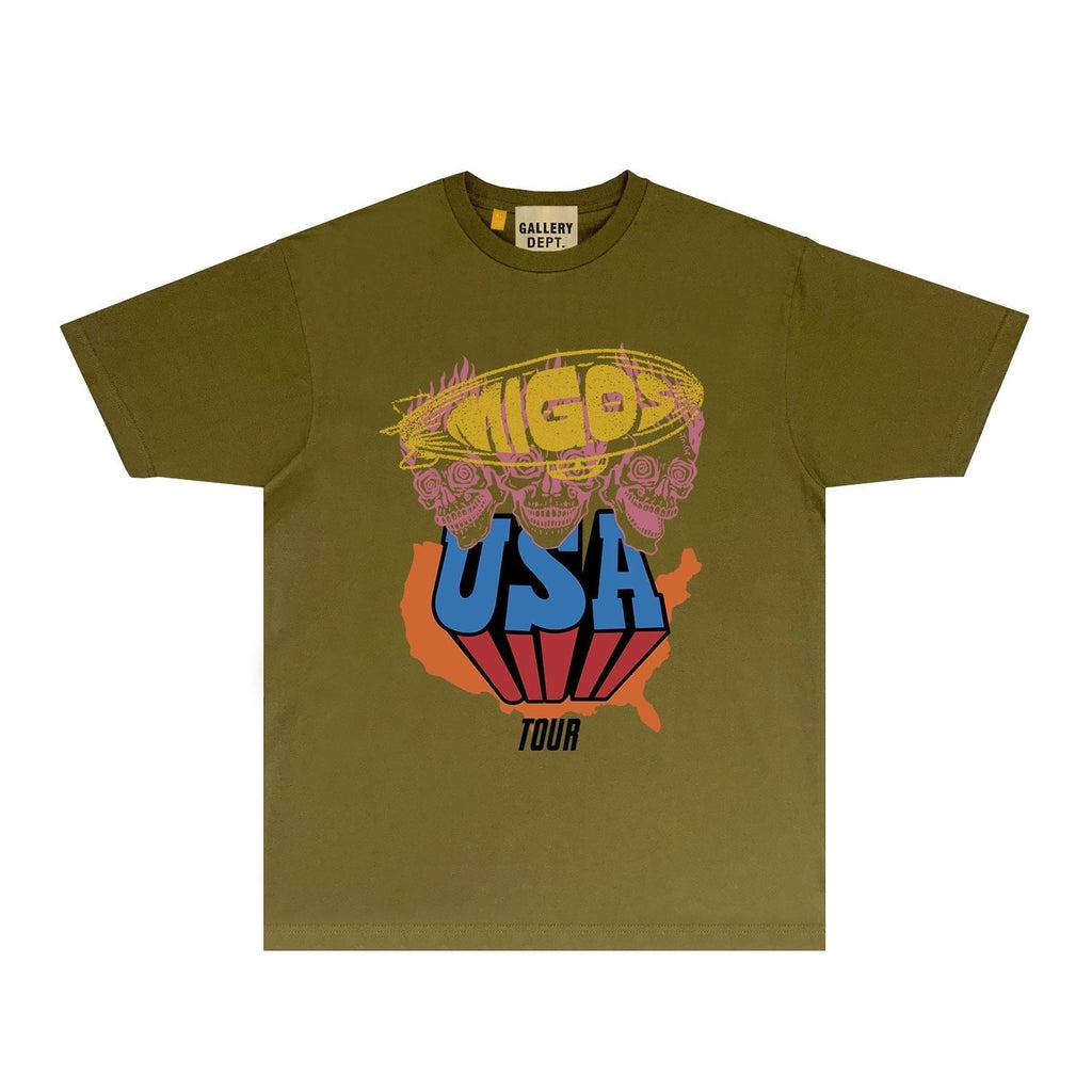 Gallery Dept T Shirt Retro Printed Loose Short-Sleeved Shirt